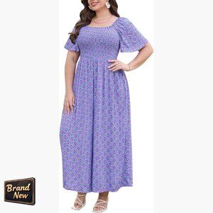 Plus Size Floral Jumpsuit Empire Waist Wide Leg Romper Wedding Guest